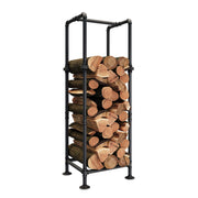 Industrial Firewood Rack with Metal Pipe Frame