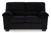 Signature Design by Ashley SimpleJoy Modern Loveseat for Living Room, Black