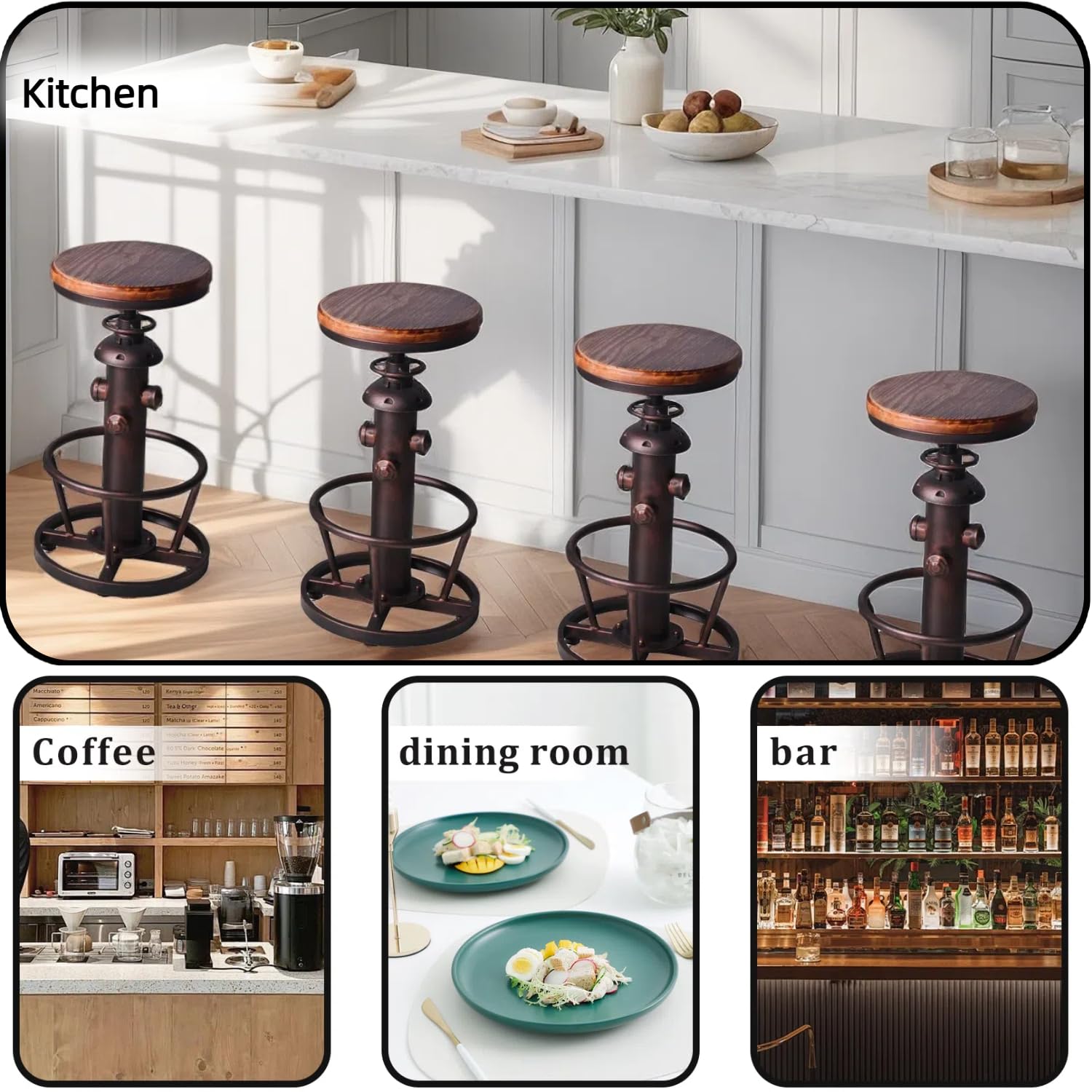 Industrial Bar Table & 2 Stools Set
