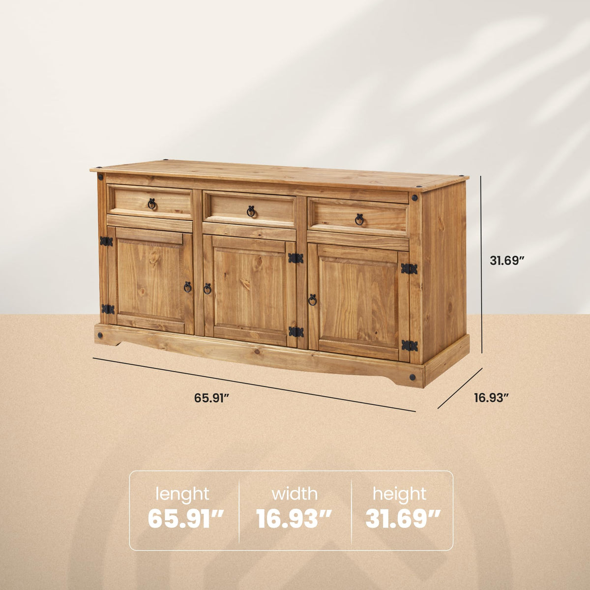 Solid Pine Buffet Sideboard