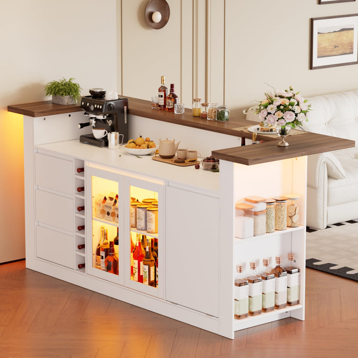 PAKASEPT 86.6" Large Kitchen Island, Mobile Island Table for Kitchen