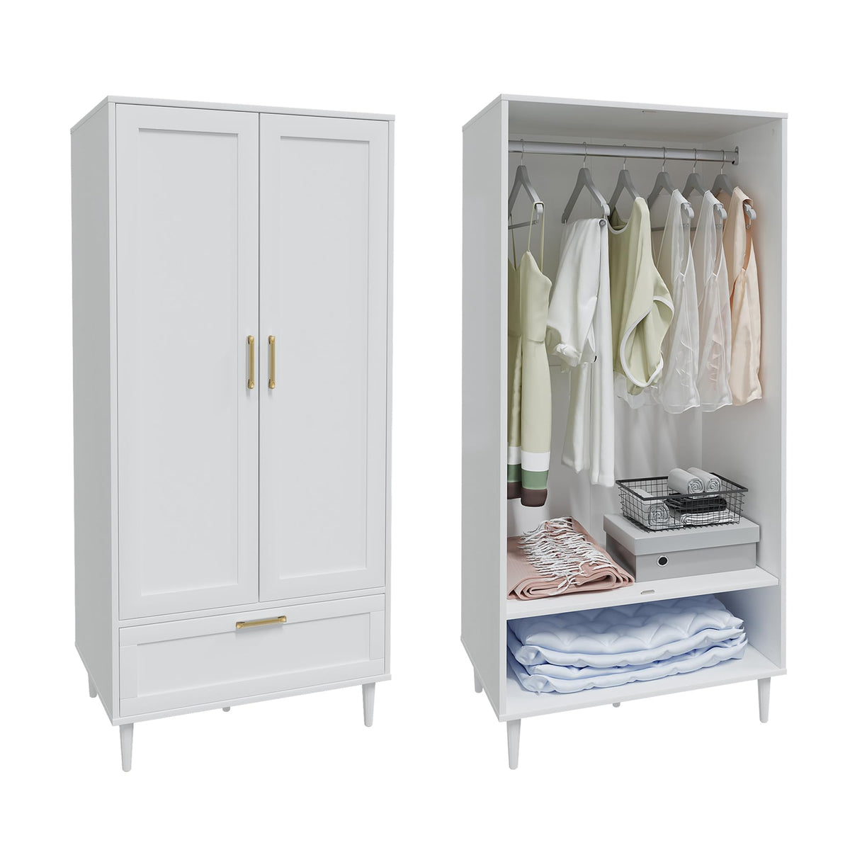 White Wardrobe with Drawer