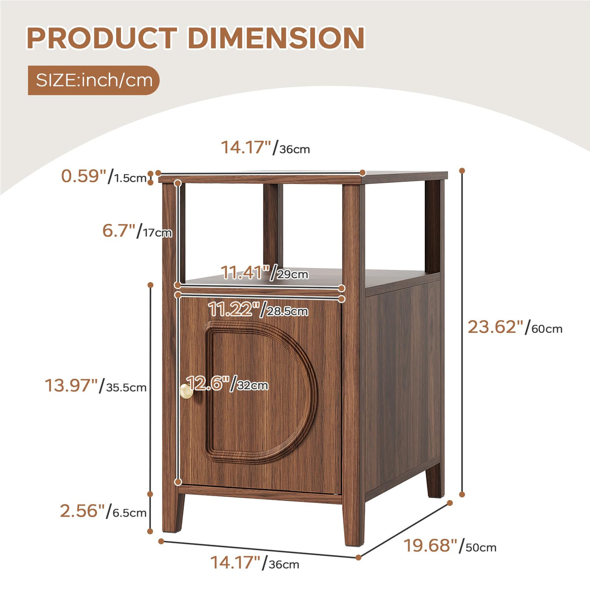 ViroformoFlutedEndTable,NarrowSideTable,FarmhouseSideNightstand
