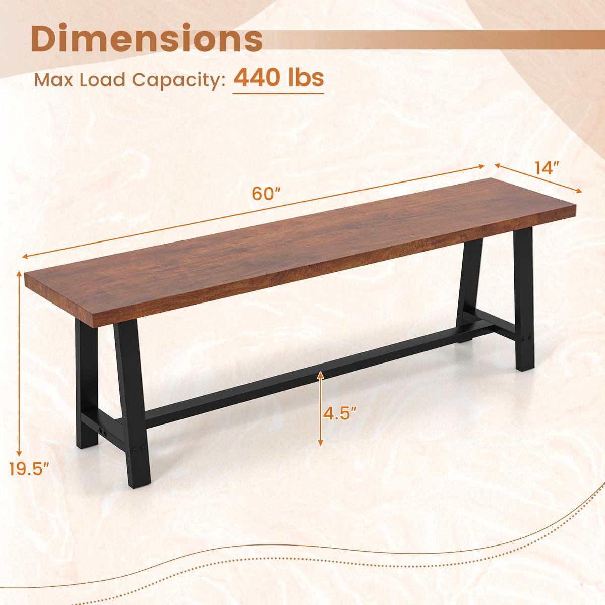 Rustic Wood Dining Bench