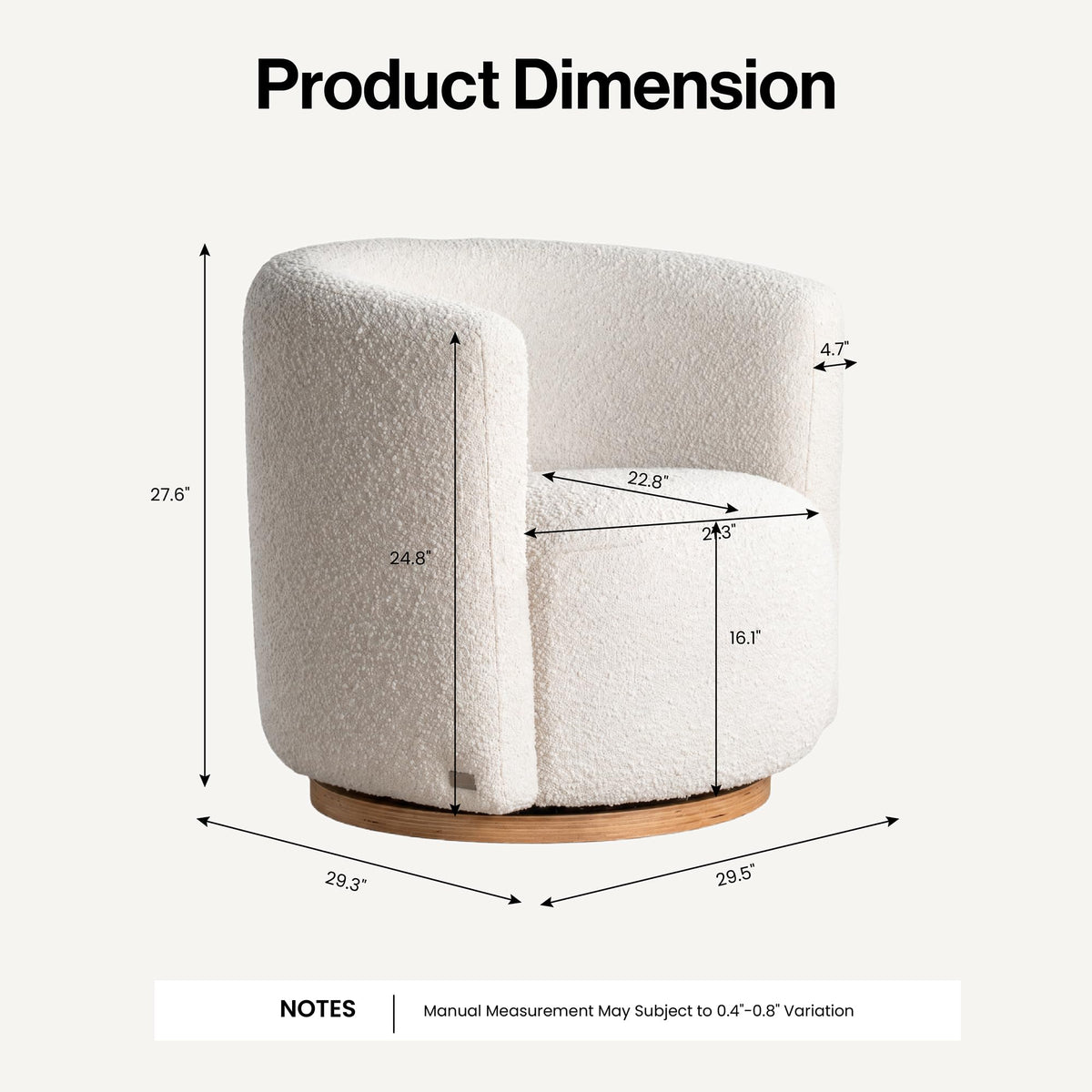 Cream Swivel Barrel Chair