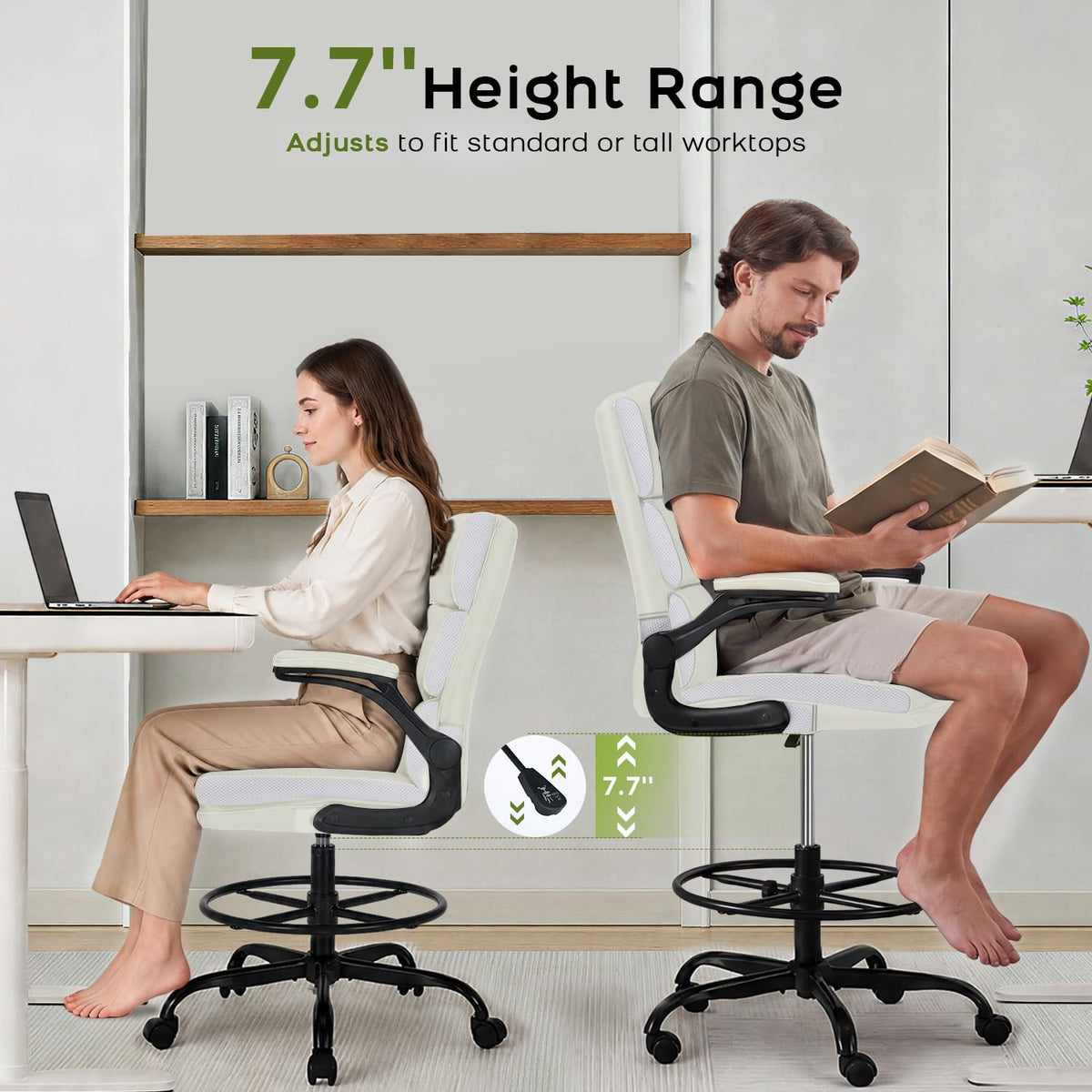 AMSEATEC Tall Drafting Chair for Standing Desk,Executive Office Chair