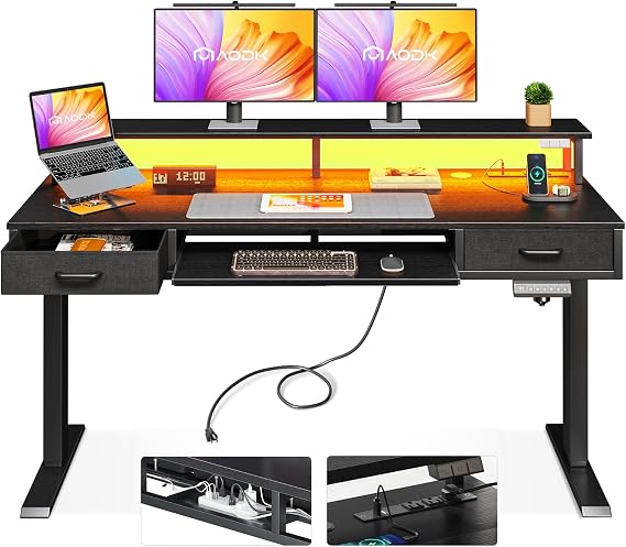 Electric Standing Desk with Drawers