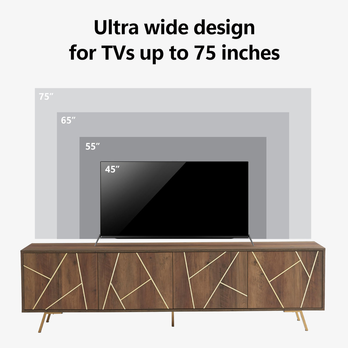 75" Modern TV Stand for TV, Wood Entertainment Center with Storage Cabinet, Media TV Console for Living Room and Bedroom, Rustic Oak