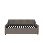 Novogratz Her Majesty Upholstered Daybed and Trundle, Twin over Twin, Grey Linen