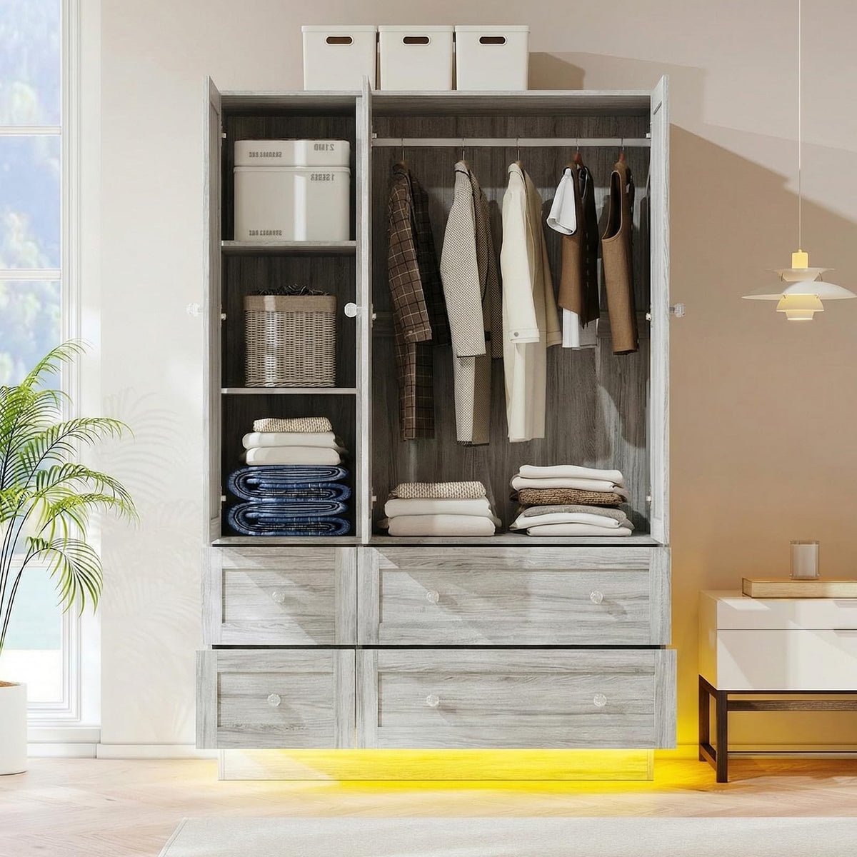 Mirrored Wardrobe with LED Lights