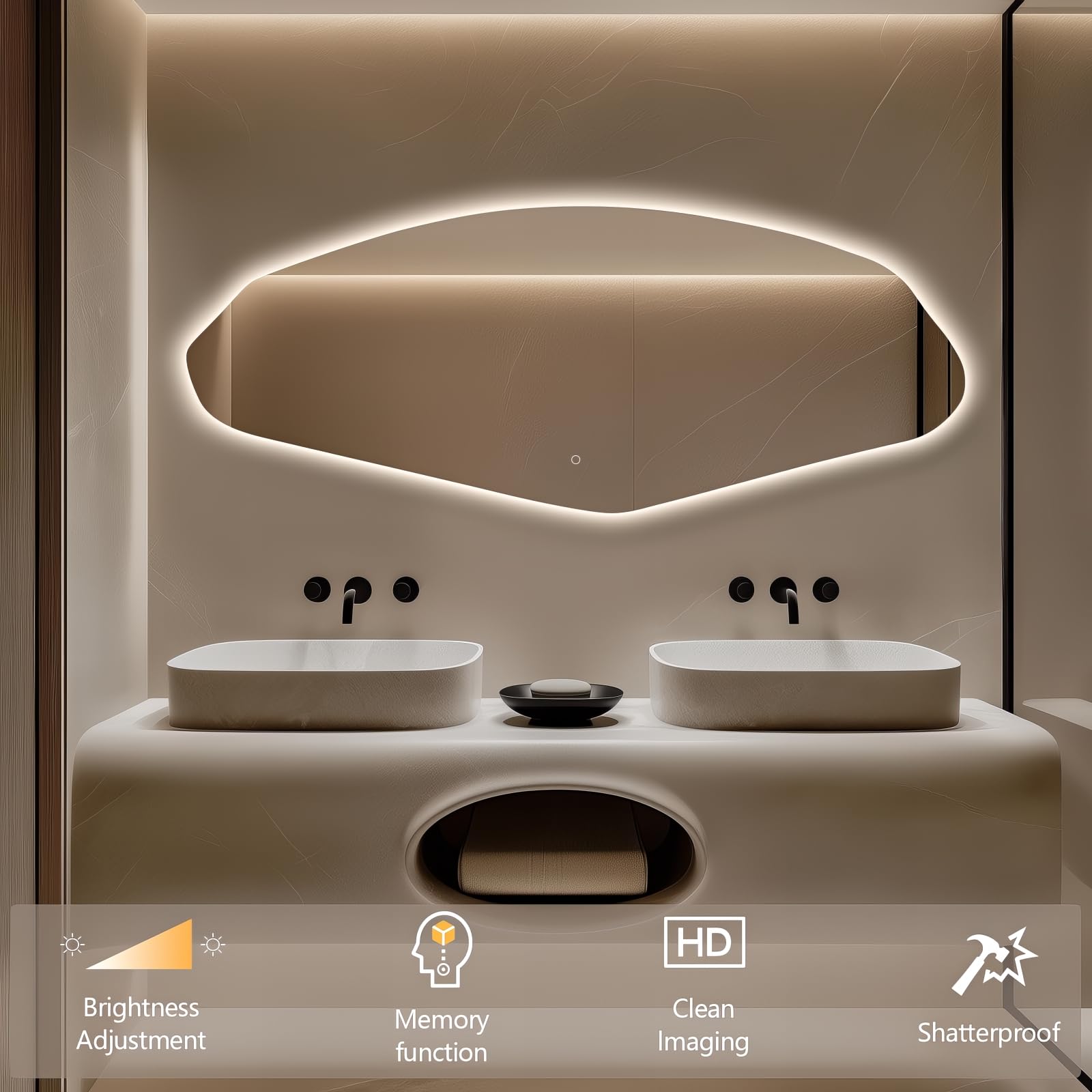 LED Irregular Full-Length Mirror with Lights