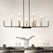 48-Inch Linear Black & Gold Chandelier, 12-Light