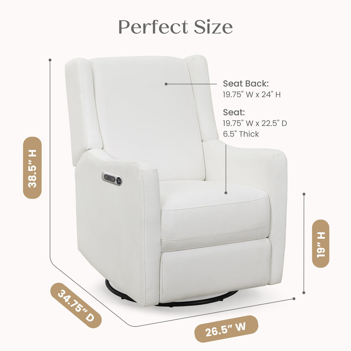 Delta Children Mercer Electronic Power Recliner and Swivel Glider with USB Port in LiveSmart Performance Fabric - Water Repellent & Stain Resistant, Pearl