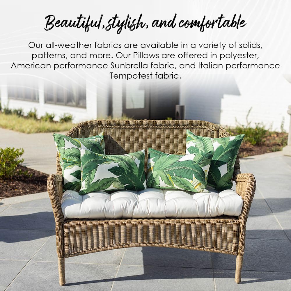 Resort Spa Home Set of 4 Indoor/Outdoor Pillows - 17" Square Throw Pillows & 12" x 20" Rectangle/Lumbar Decorative Throw Pillows - Solid Kiwi Green Fabric