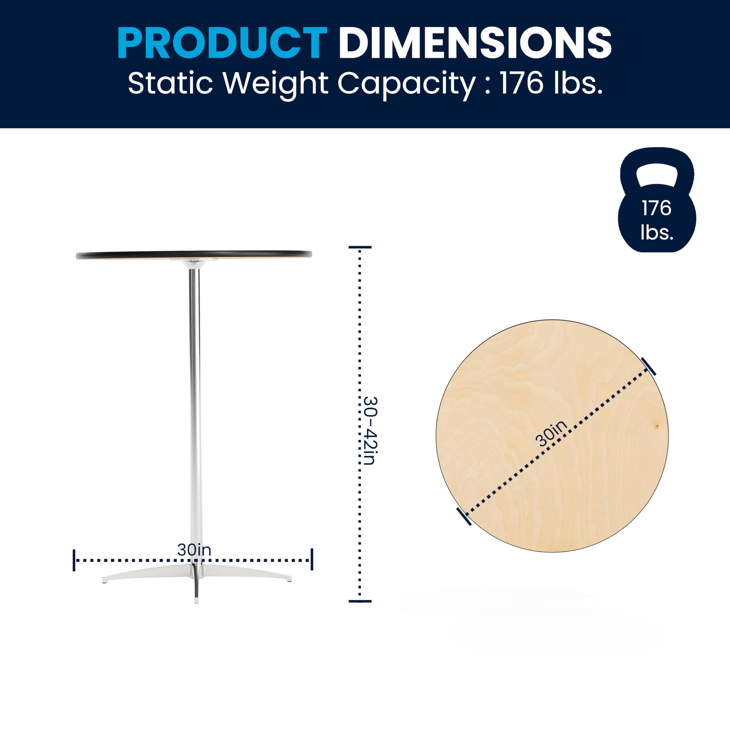 30" Round Adjustable Height Cocktail Table – Natural Birchwood
