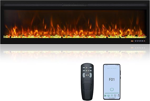Wall Mount Electric Fireplace Insert with Heater