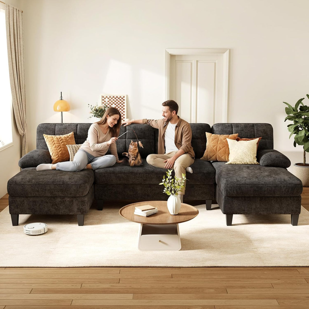U-Shaped Chenille Sectional Sofa