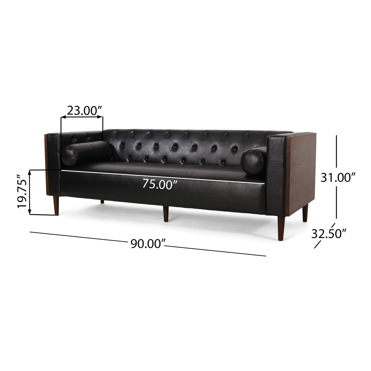 Tufted Faux Leather Sofa