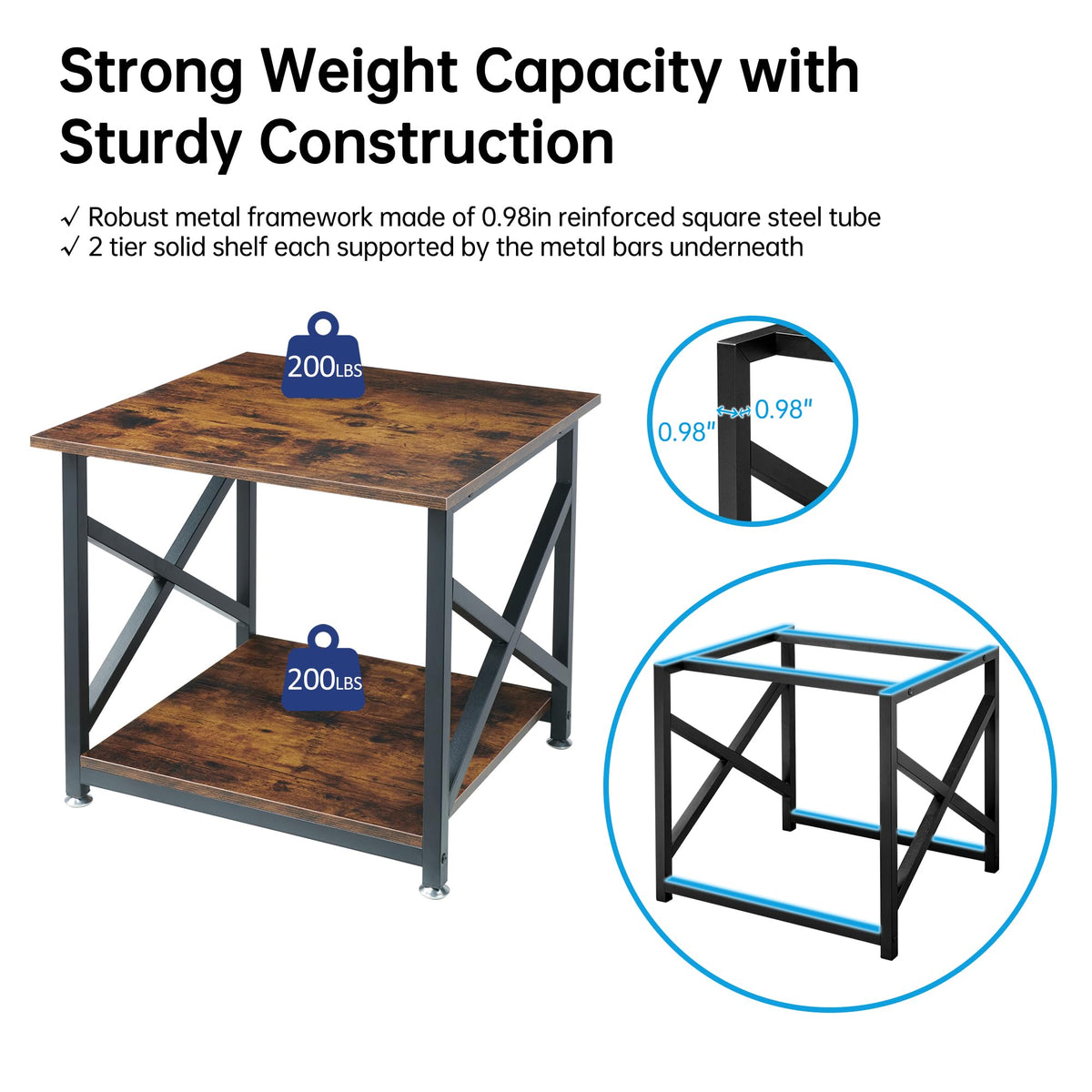 Fannova 23.6"x23.6" Large Printer Stand, 2 Tier Square Table for 3D Printer