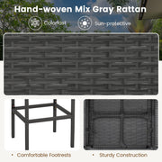 RELAX4LIFE 5-Piece Outdoor Bar Set, Wicker Rattan Bar Height Patio Set w/4 Cushion Bar Stools & Table with Hidden Storage, 5PCS Outdoor High Top Table and Chairs Set for Backyard Poolside (White-Grey)