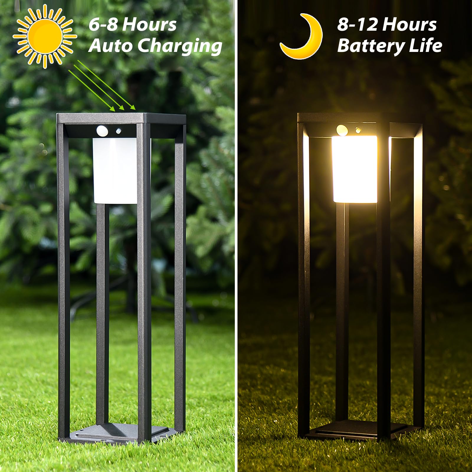 Solar Pathway Lights Outdoor – Aluminum Floor Lamp with Motion Sensor