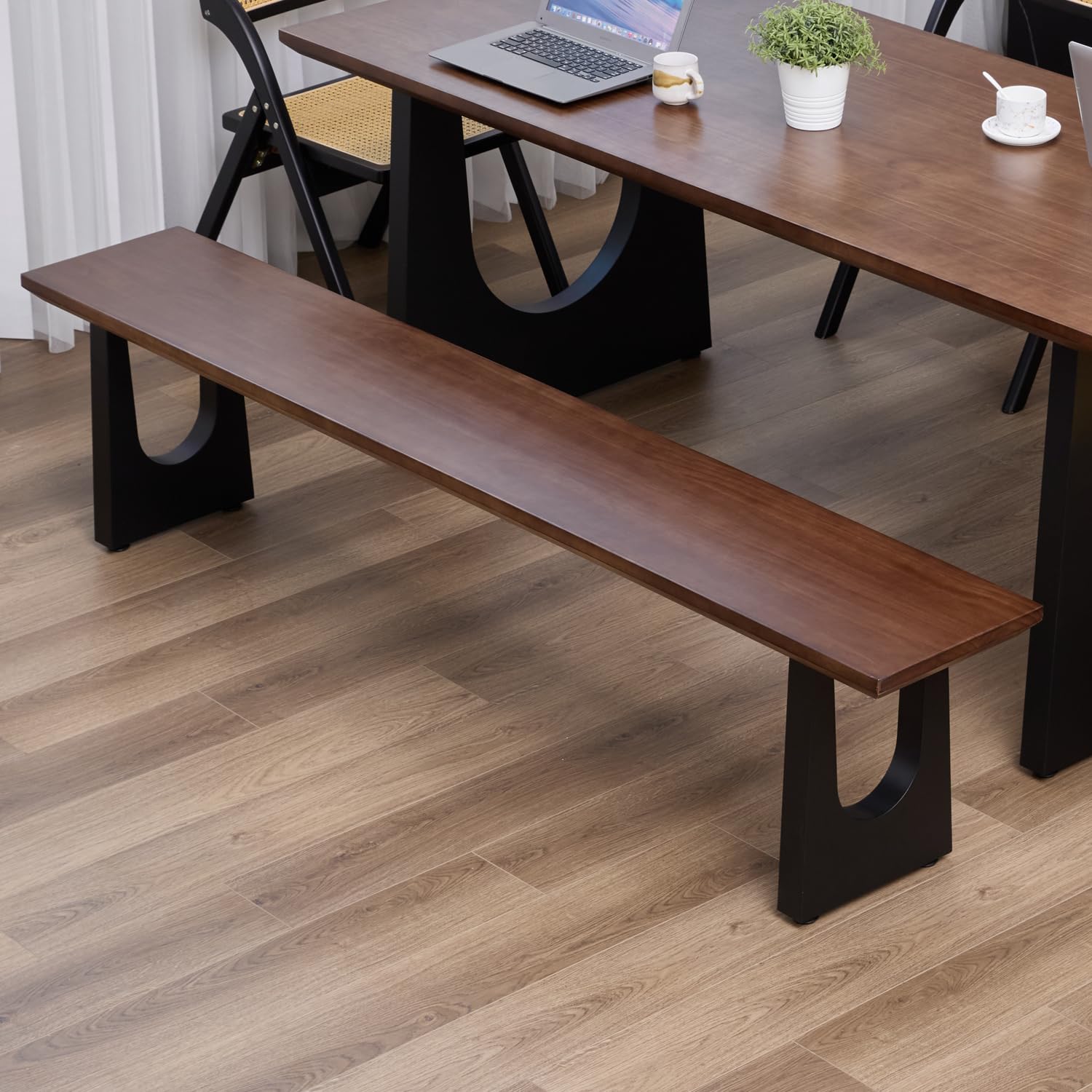 Solid Wood Bench with Metal U-Shaped Legs