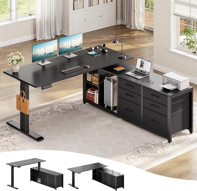 L-Shaped Electric Standing Desk