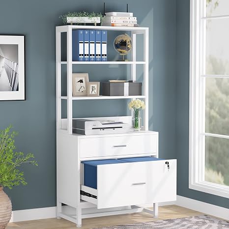 Locking File Cabinet with Bookshelf
