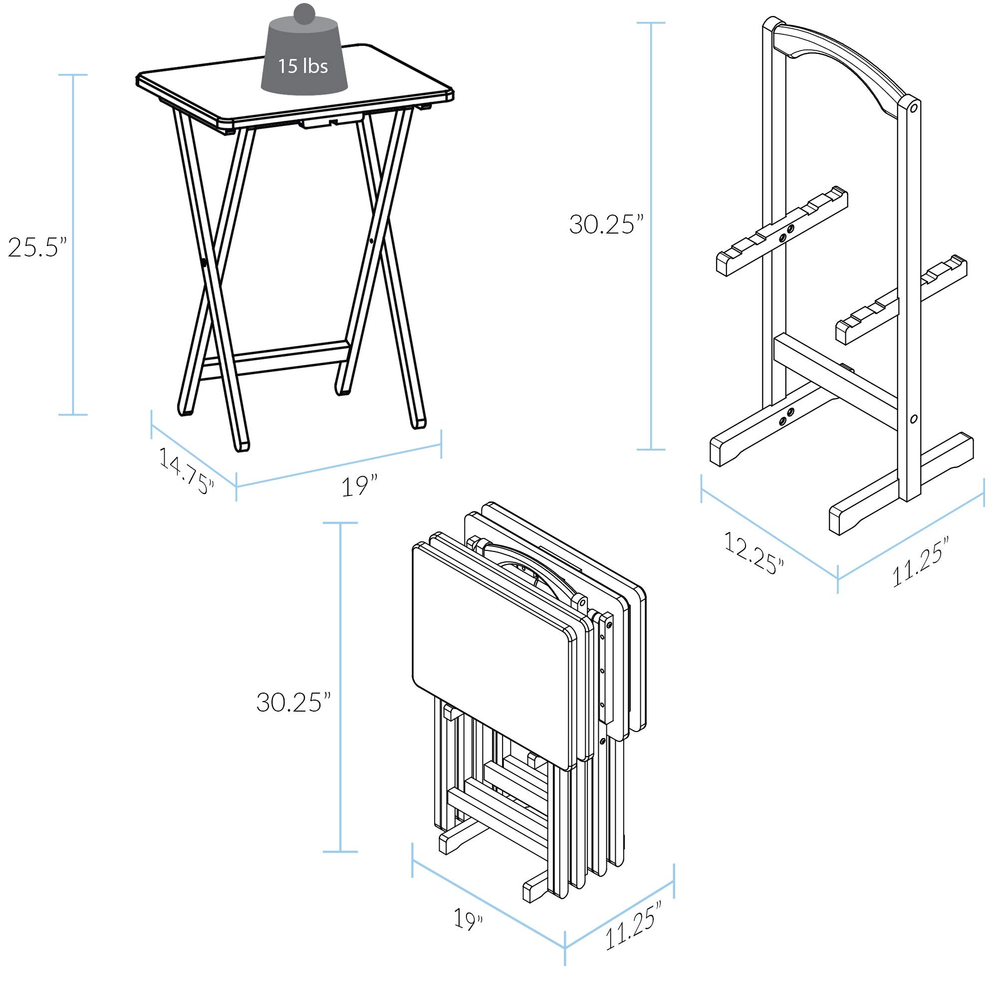 Casual Home 5pcs Tray Table Set - White (660-41)
