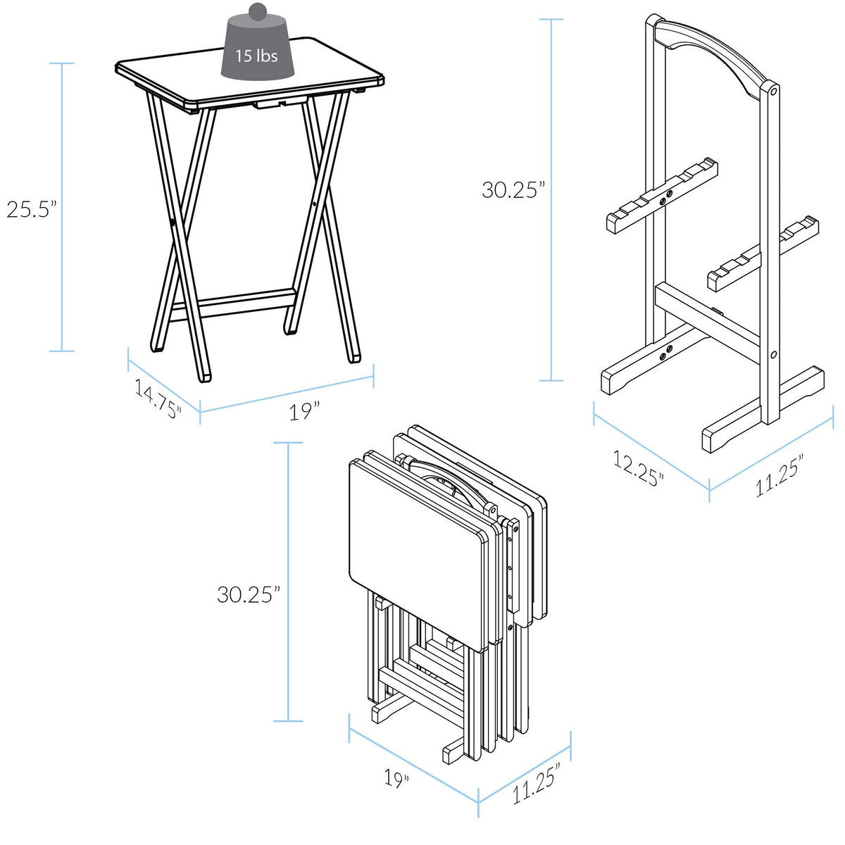 Casual Home 5 Piece Tray Table Set, Espresso