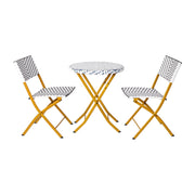 Flash Furniture PE Rattan Indoor/Outdoor Folding Bistro Set, Navy/White