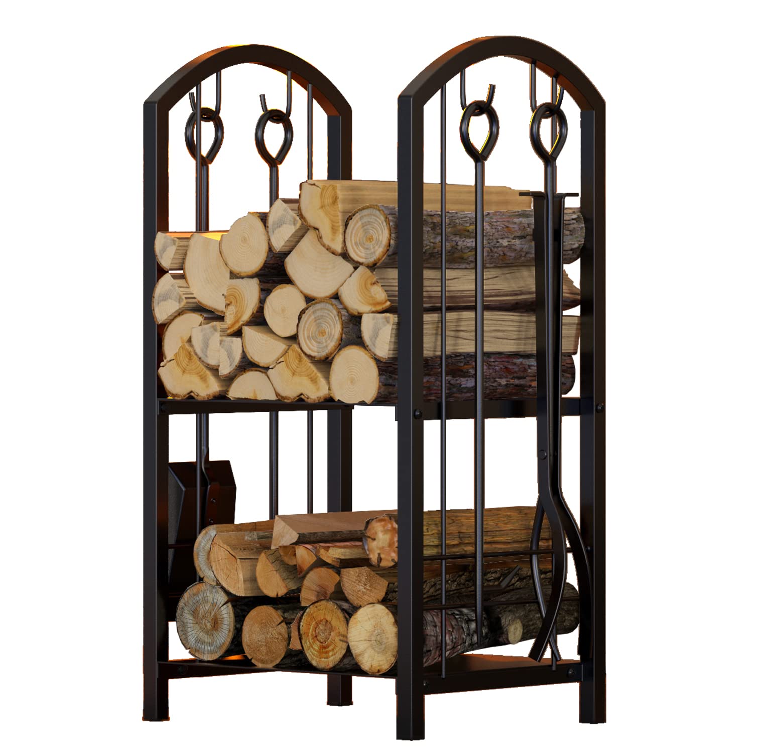 Firewood Log Rack with 4-Tool Set