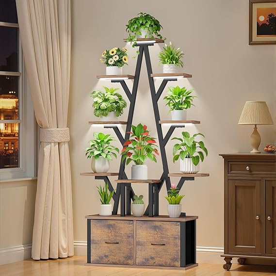 Tiered Plant Stand with Grow Lights