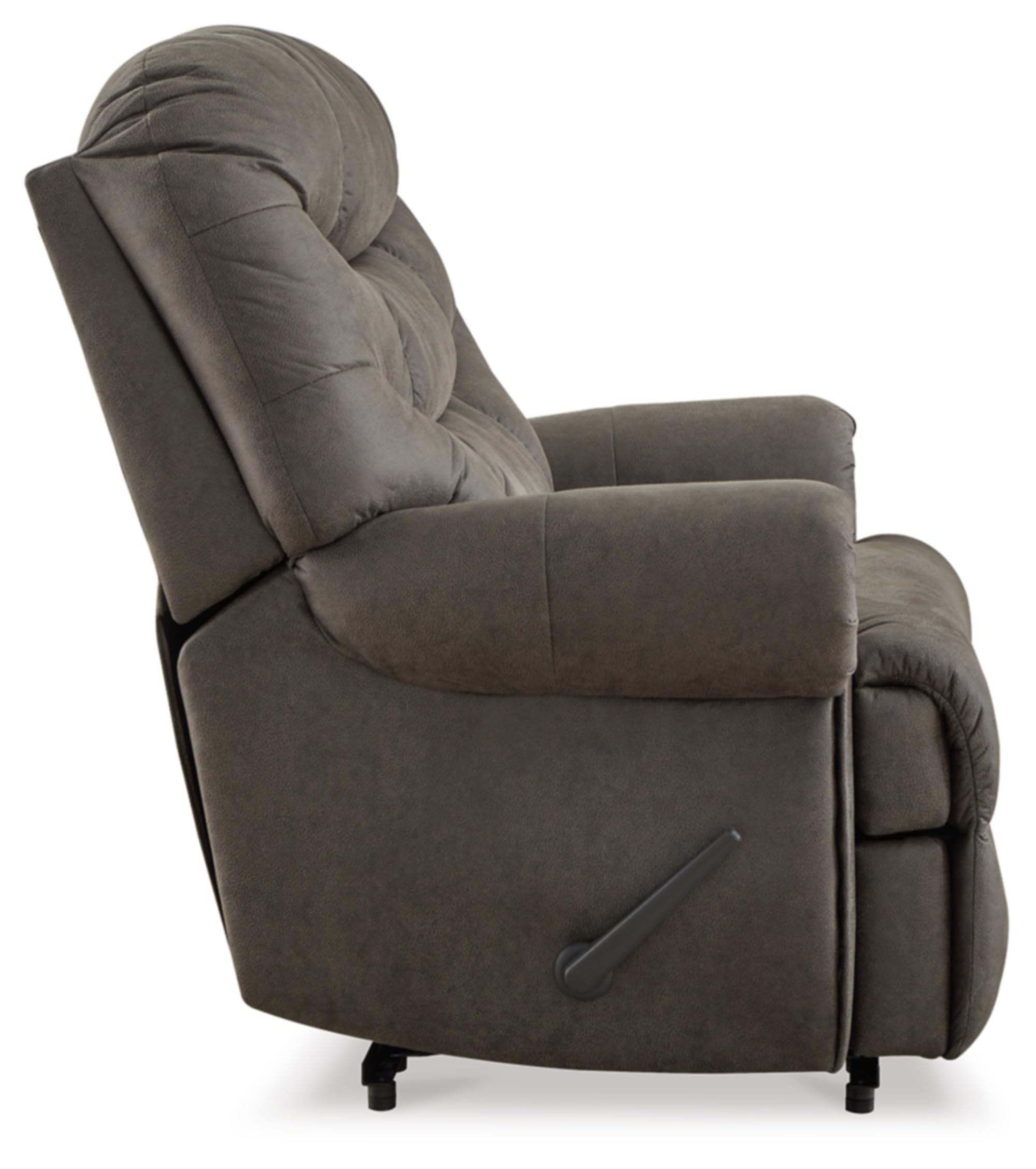 Signature Design by Ashley Camera Time Classic Tufted Faux Leather Zero Wall Recliner, Gray