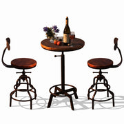 3-Piece Industrial Bar Table & Stool Set