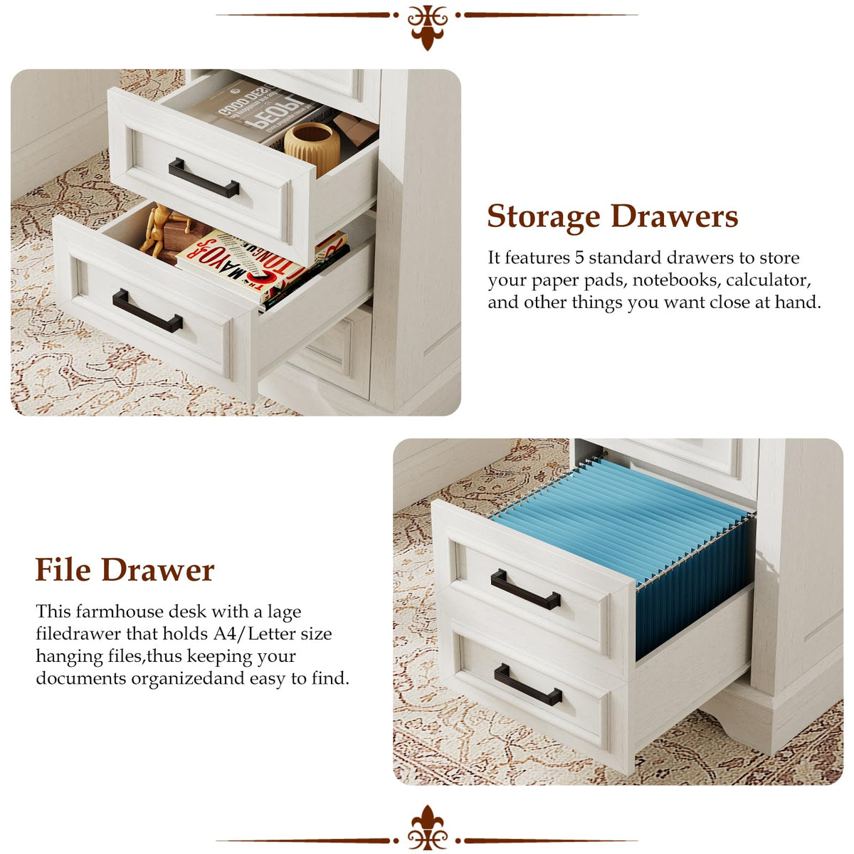 Farmhouse Desk with Charging Station
