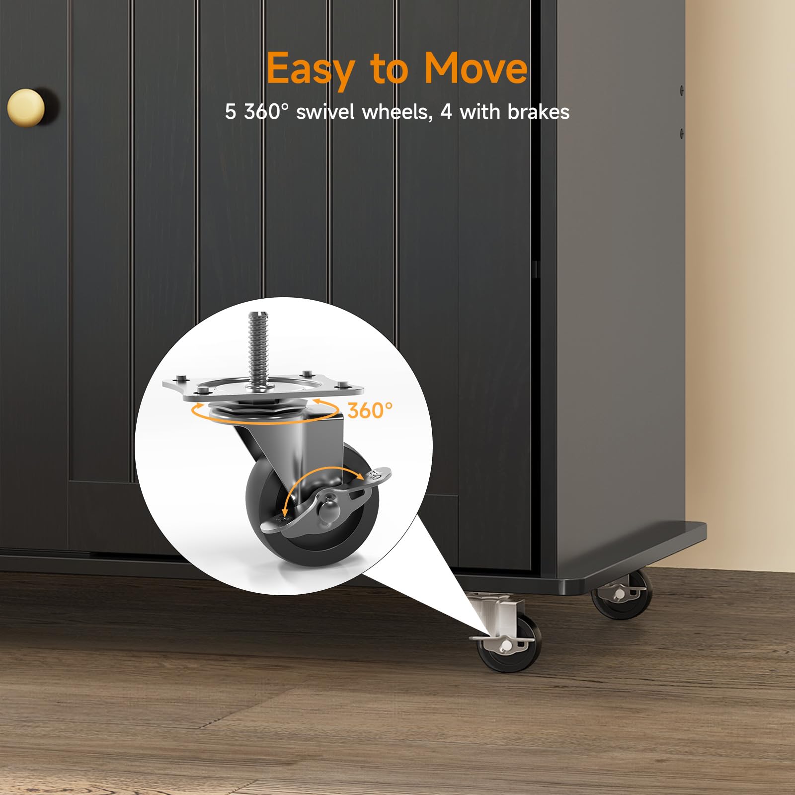 ComfyCorner 60" Rolling Large Kitchen Island on Wheels with Extendable Table, Drop Leaf & Power Outlet, Mobile Kitchen Cart with Storage Cabinet, 2 Drawers, Spice Rack, Towel & Knife Holder, Black