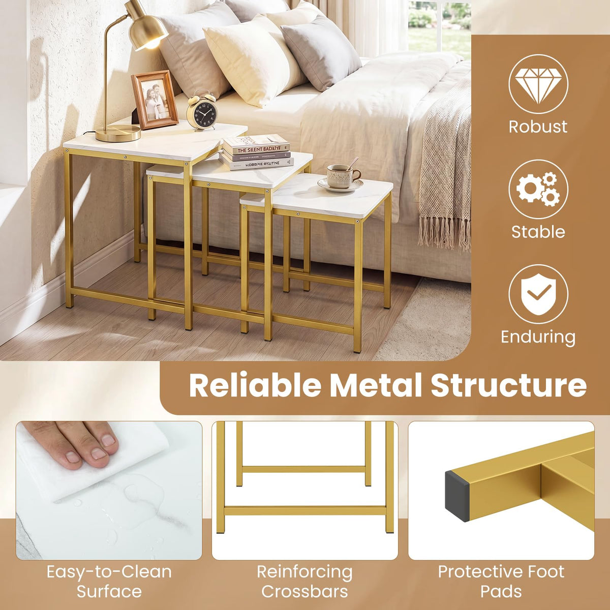 White & Gold Nesting Side Tables