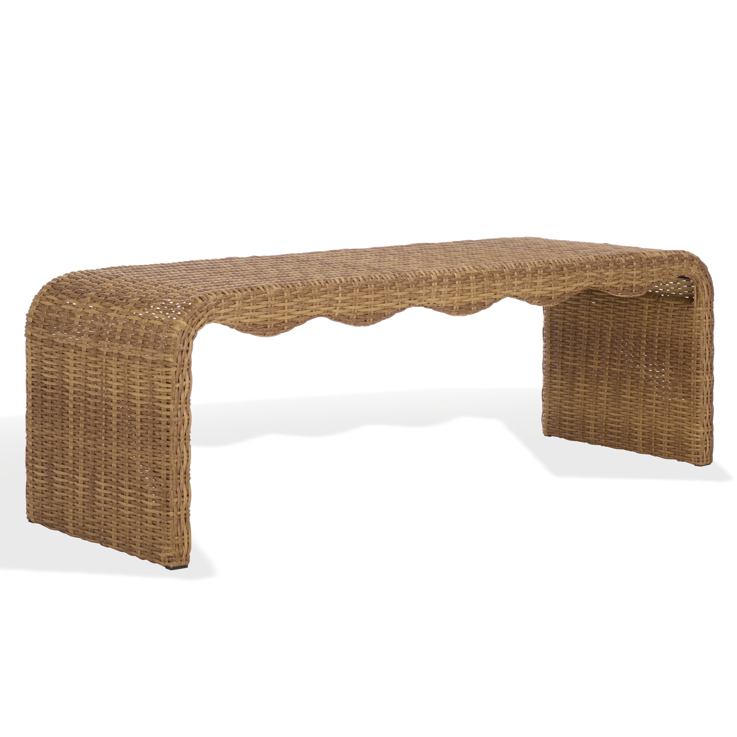 Handwoven Wicker Patio Bench – Fully Assembled