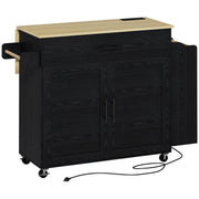 Rolling Kitchen Island with Drop Leaf & Charging Station