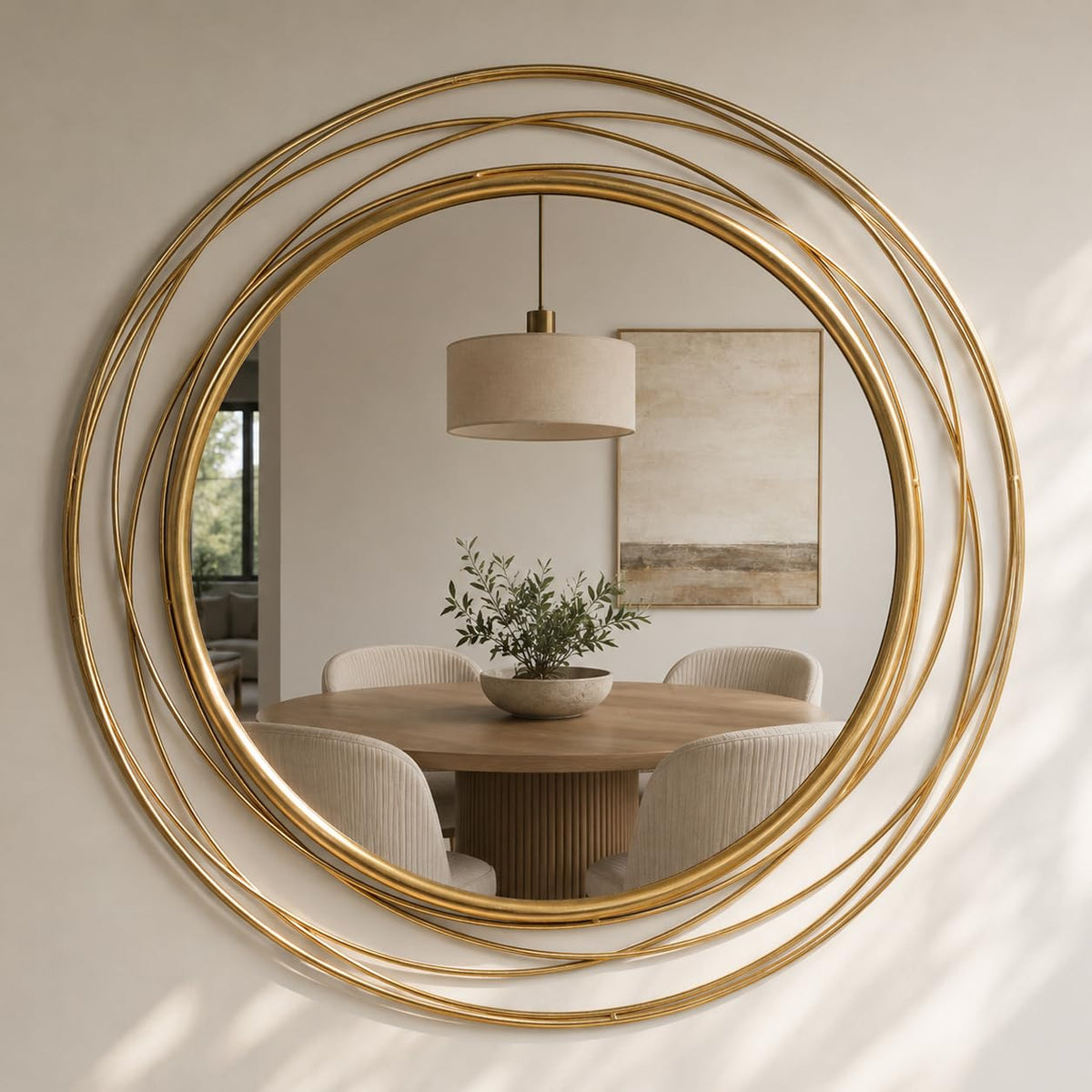 Lacoqulet Large 36 inch Gold Round wall Mirror