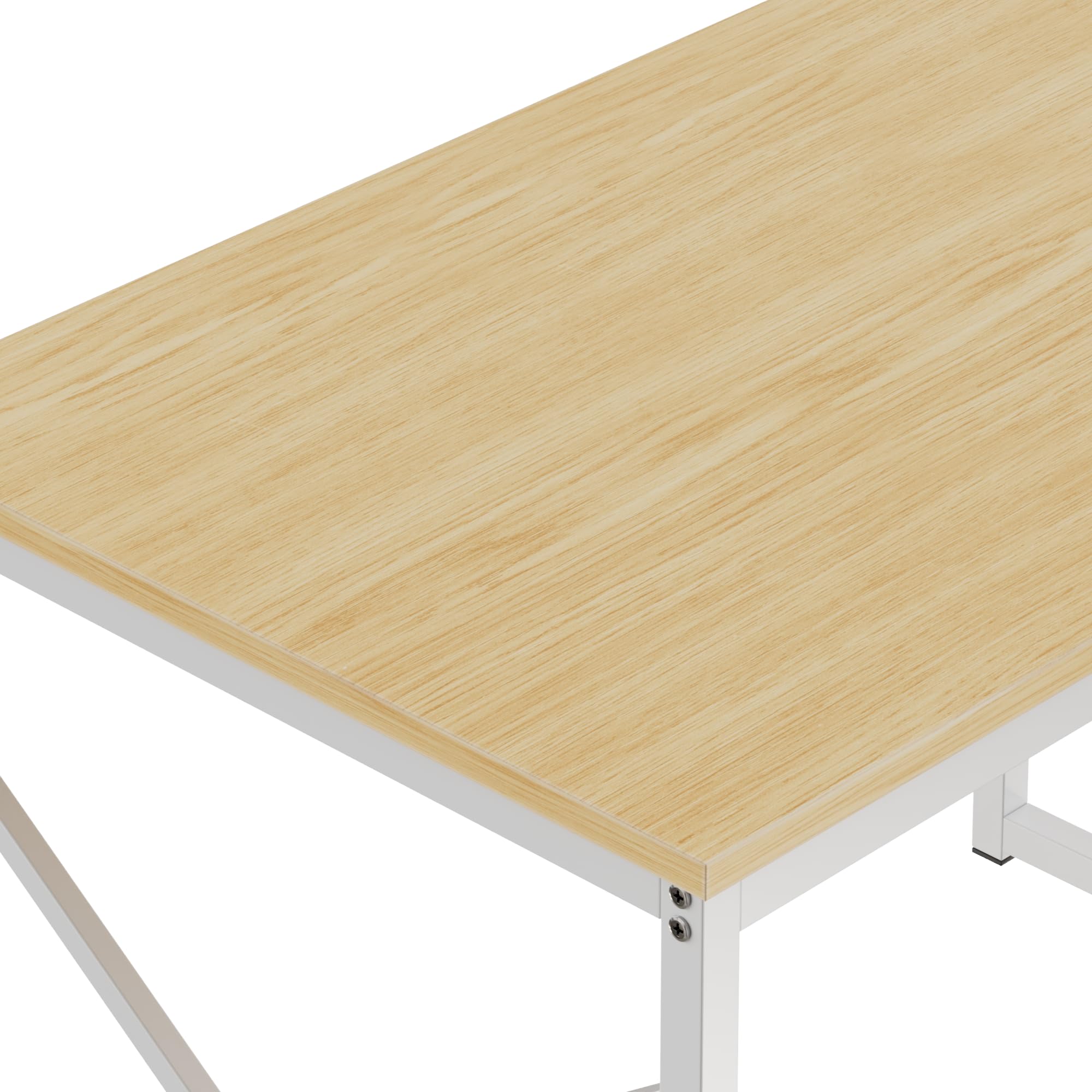 VECELO Kitchen Dining Table Benches Set for 4, 43.3" Wooden Dinette with 2 Benches, Heavy-Duty Dining Room Table for Small Space, Breakfast Nook, Natural Oak