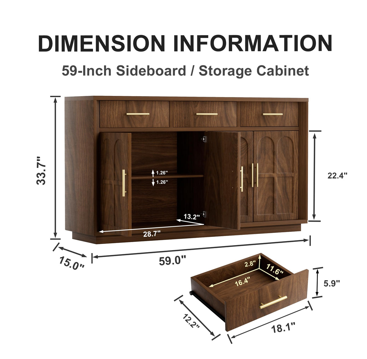 Walnut Arch Door Sideboard