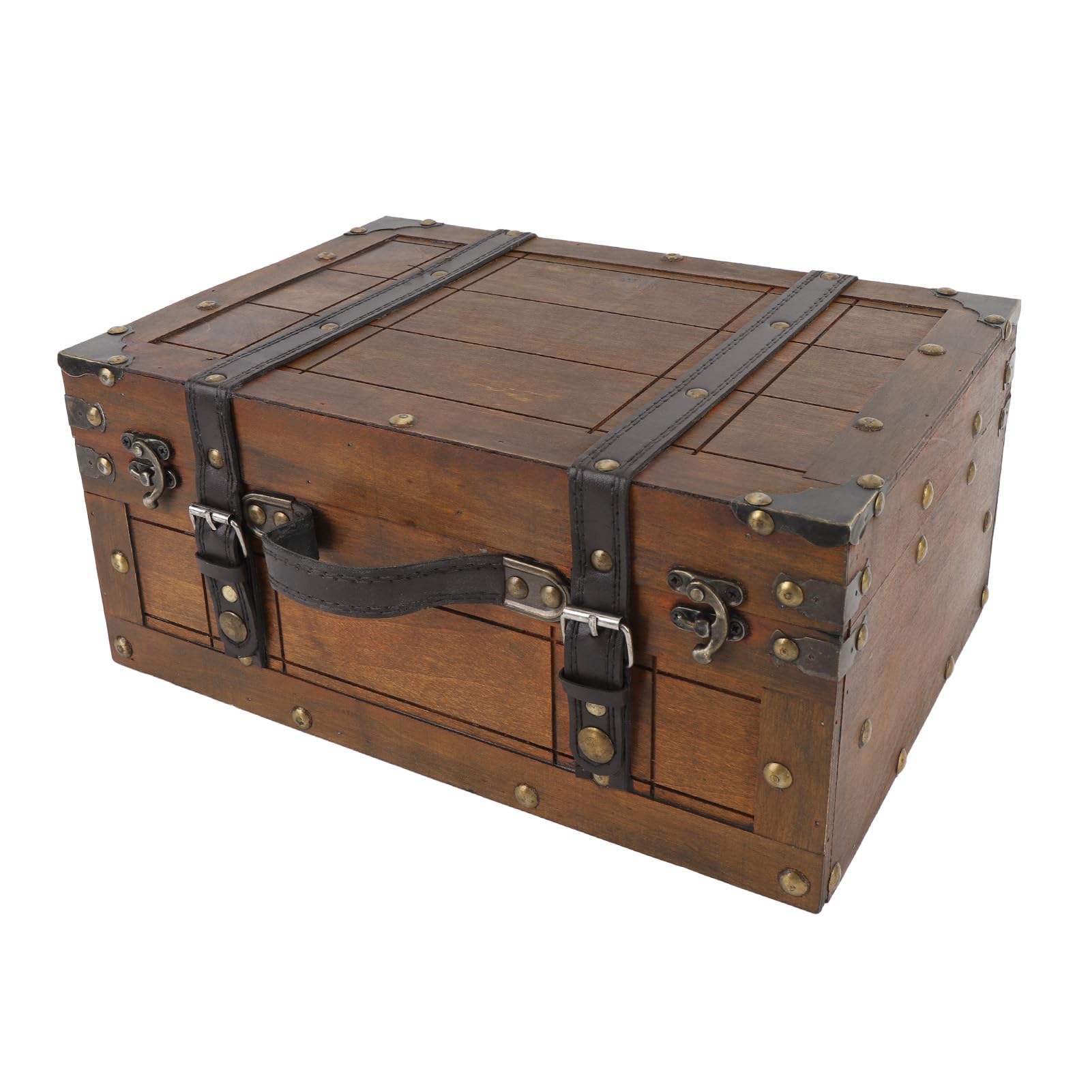 Vintage Wooden Suitcase with Antique Bronze Latch