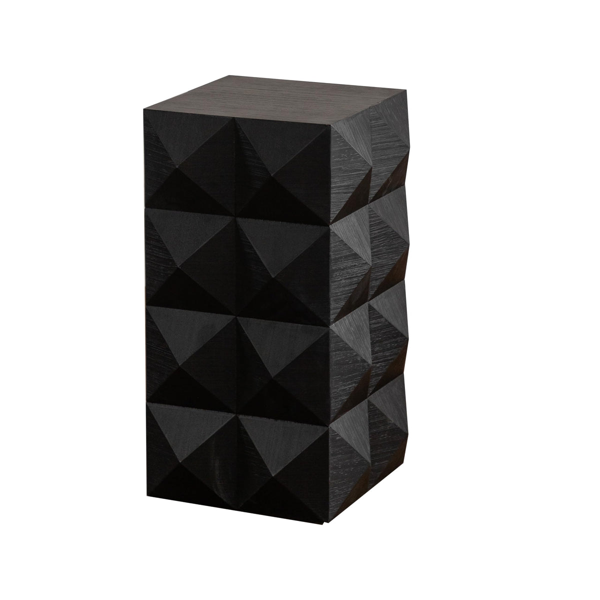 Black Wood Relief Side Table