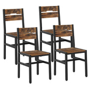 RALGEND Dining Chairs Set of 4, Rustic Wooden Kitchen Chairs with Backrests and Metal Frame, Modern Farmhouse Dinner Chairs for Kitchen, Easy Assembly, Living Room, Dining Room, Rustic Brown and Black