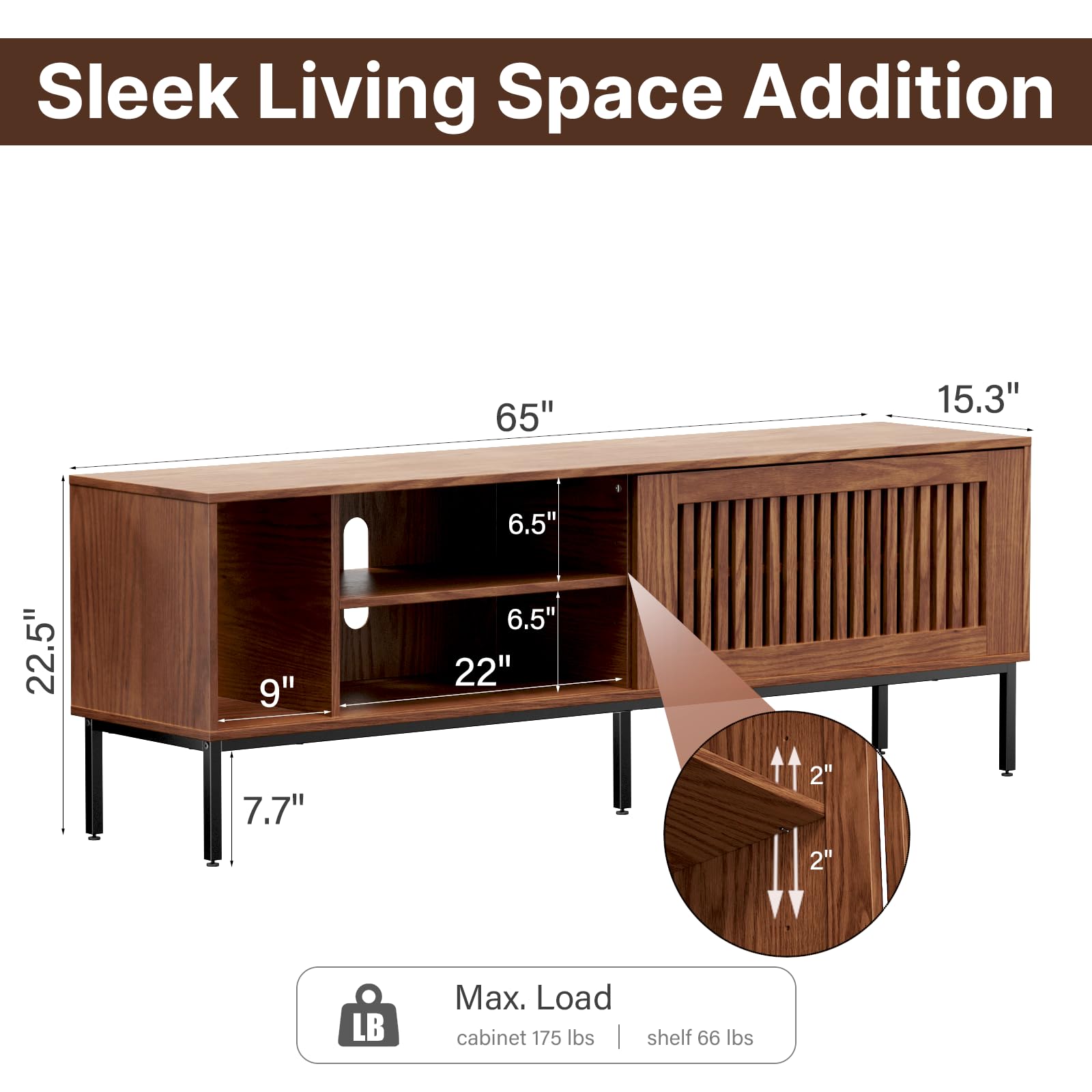 65" TV Stand with Sliding Barn Doors & Adjustable Shelves
