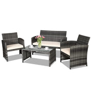 4-Piece Outdoor Rattan Patio Conversation Set