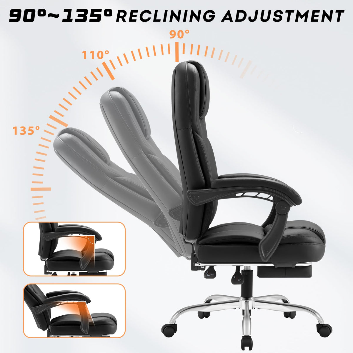 Reclining Massage Office Chair with Footrest