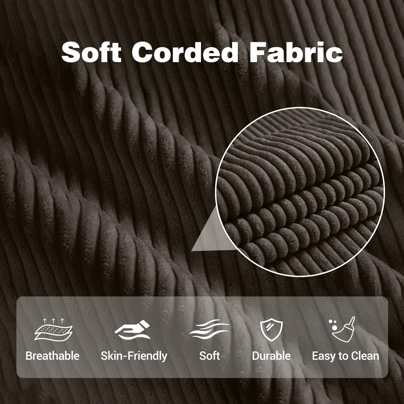 Round Corduroy Accent Chair with Pillow